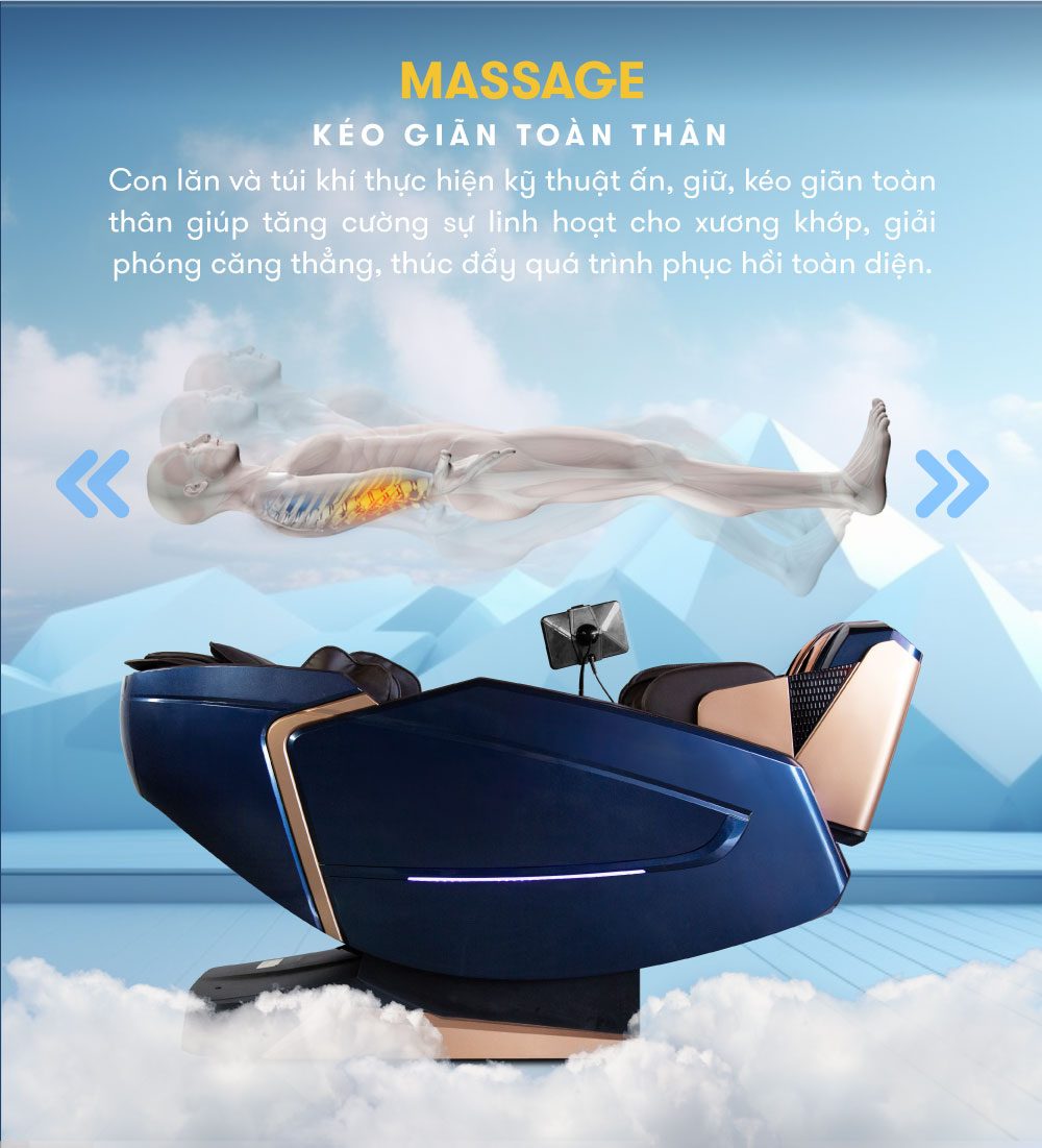 Thư giãn cơ bắp trên ghế massage toàn thân