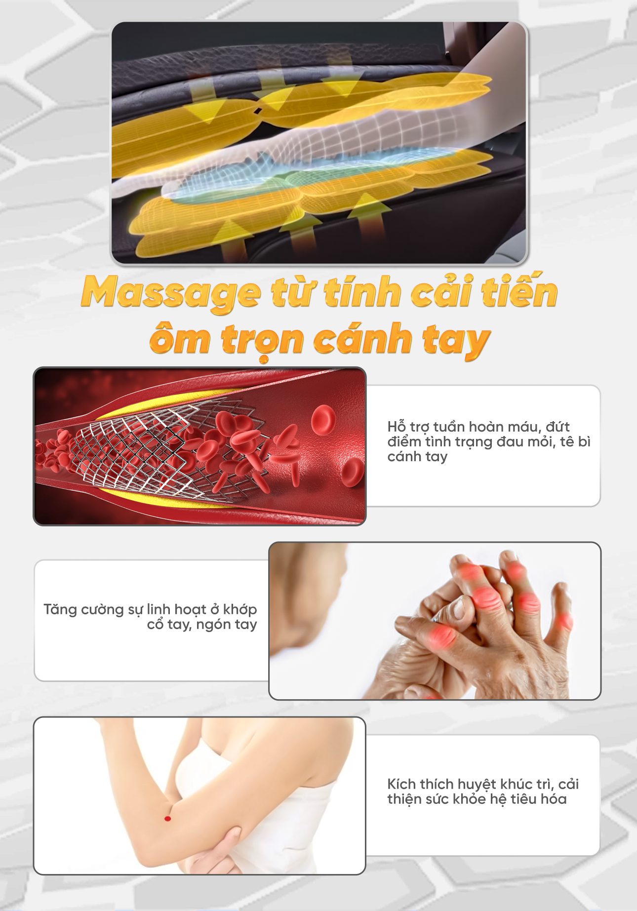 massage từ tính ôm trọn cánh tay