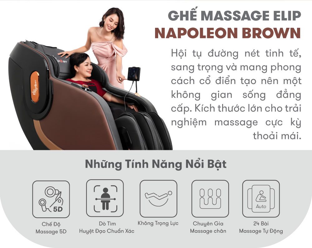 Ghế Massage ELIP Napoleon - Brown