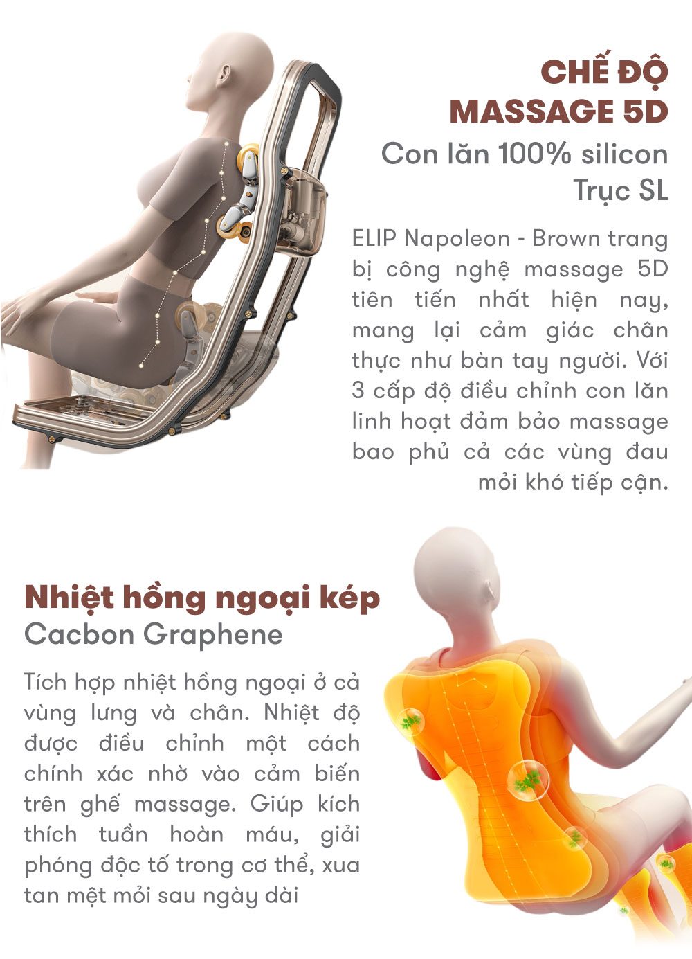 Ghế Massage ELIP Napoleon - Brown