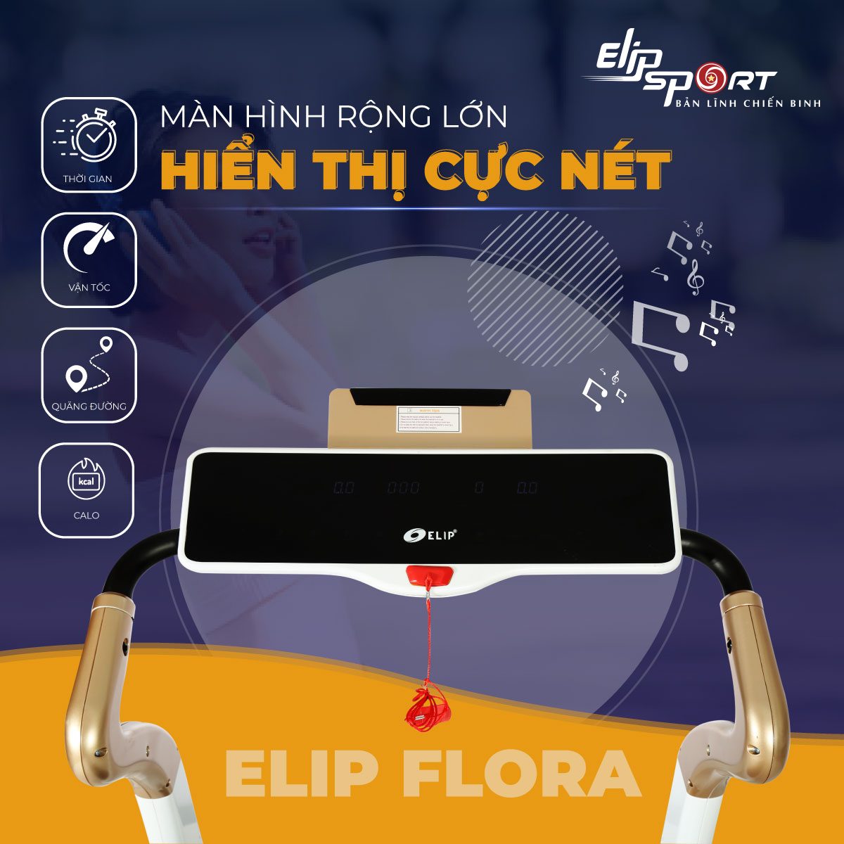 Máy chạy bộ điện đơn năng ELIP Flora